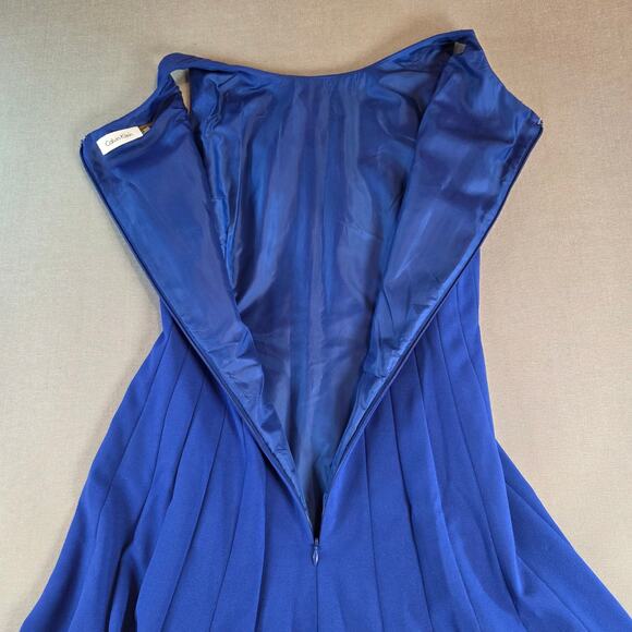 Calvin Klein Blue Fit & Flare Dress Women’s Size 2 Sleeveless Lined Cocktail - Picture 3 of 11
